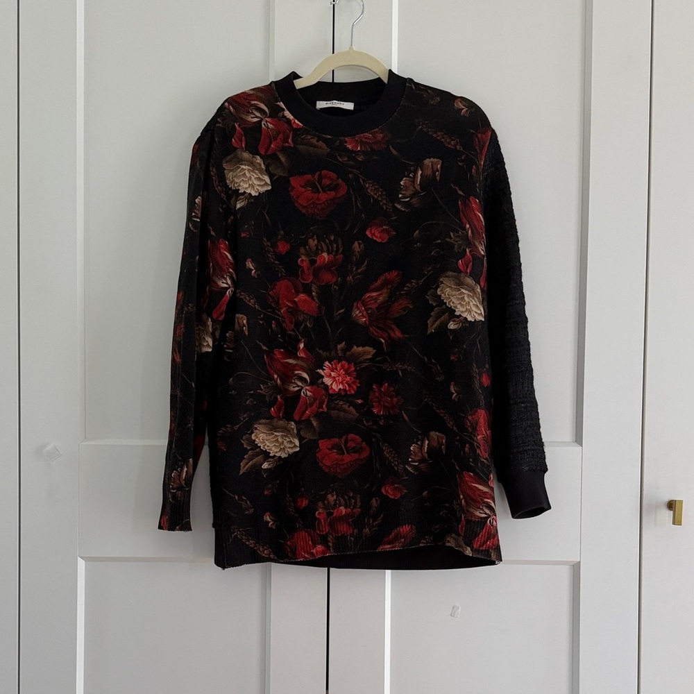 Givenchy Black and Red Floral Knit